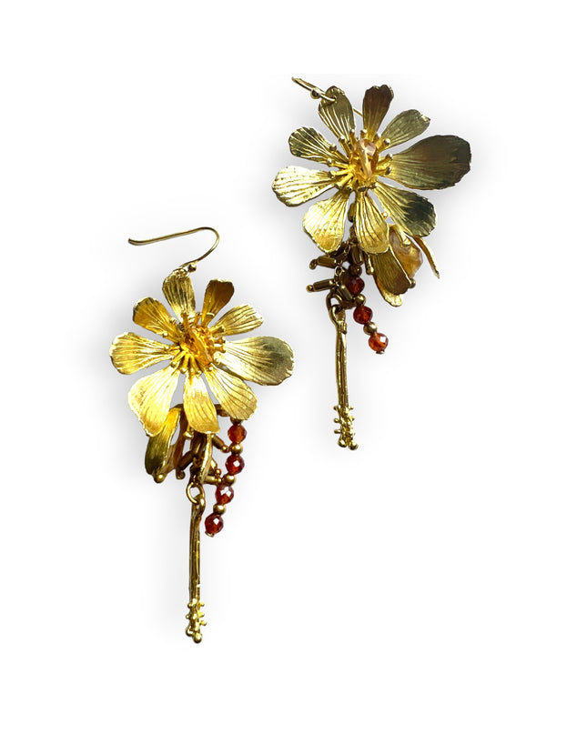 Dangling drop gemstone flower statement earringsSundara Joon