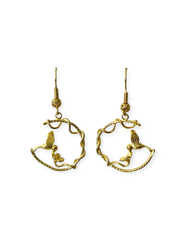 Delicate hummingbird hoop earrings - Sundara Joon