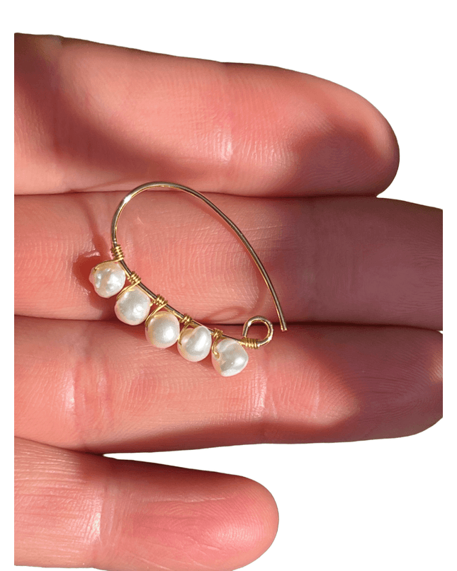 Delicate strip of freshwater pearl earrings - Sundara Joon