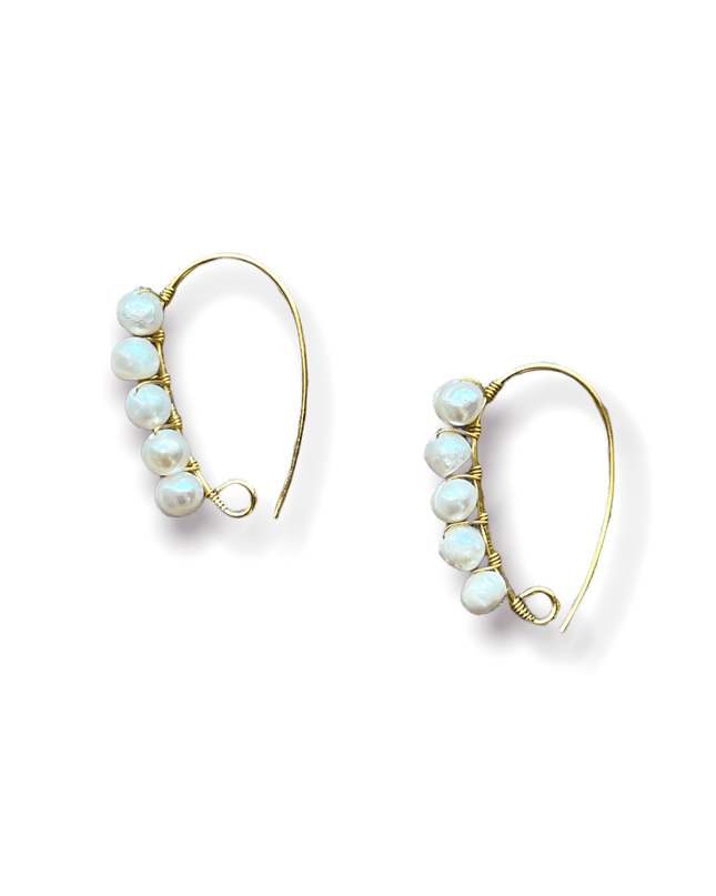 Delicate strip of freshwater pearl hoop earringsSundara Joon