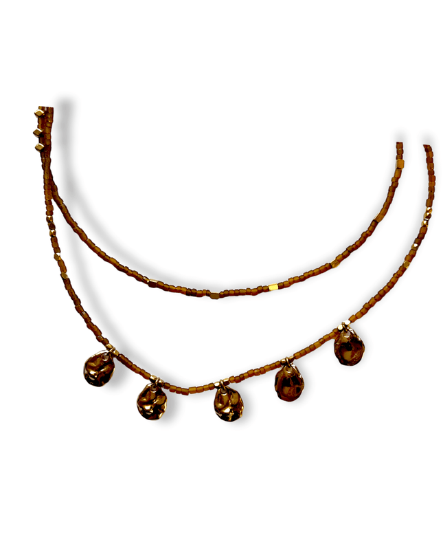 Double strand beaded necklace with brass accentsSundara Joon