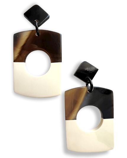 Drop rectangular earrings with a circular cutout - Sundara Joon