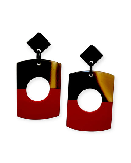 Drop rectangular earrings with a circular cutout - Sundara Joon