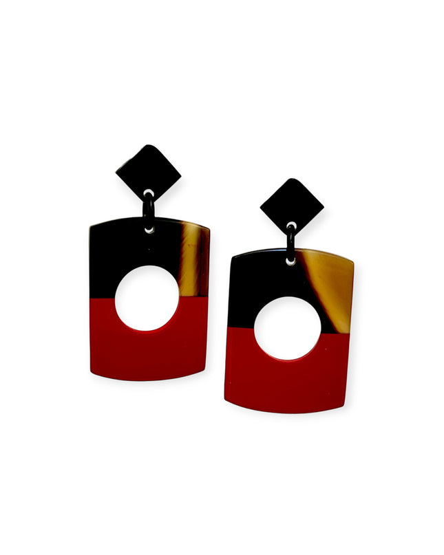 Drop rectangular earrings with a circular cutout - Sundara Joon