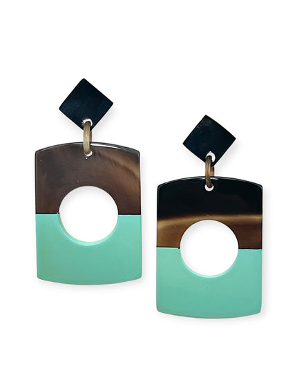 Drop rectangular earrings with a circular cutout - Sundara Joon