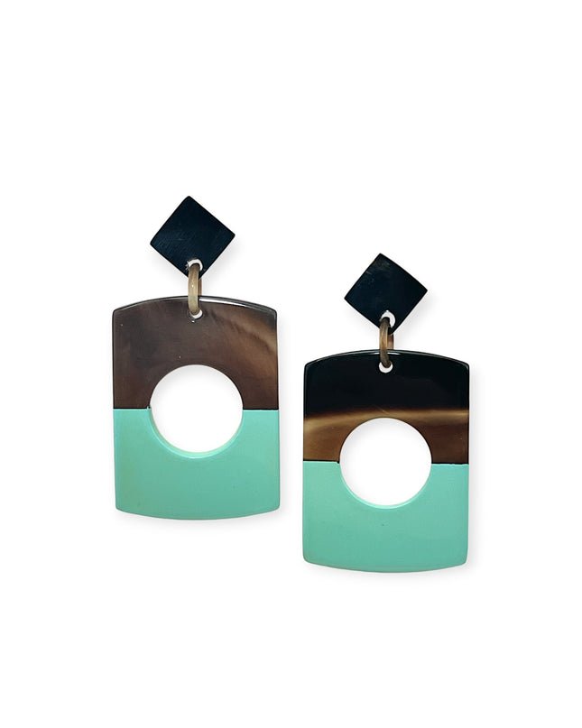 Drop rectangular earrings with a circular cutout - Sundara Joon