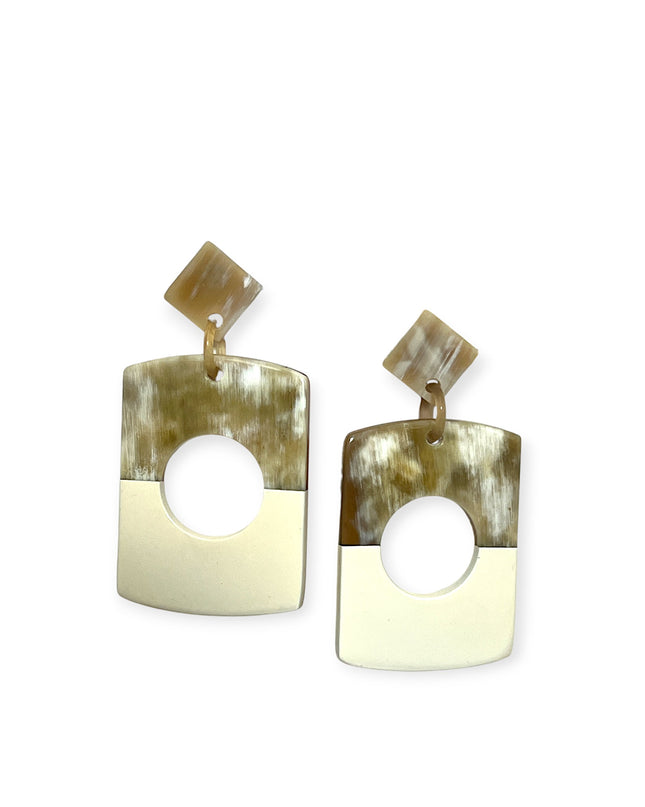 Drop rectangular earrings with a circular cutout - Sundara Joon