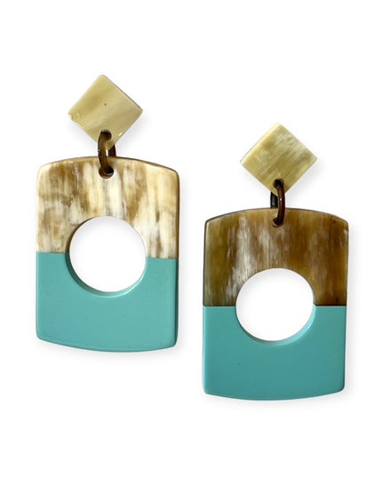 Drop rectangular earrings with a circular cutout - Sundara Joon