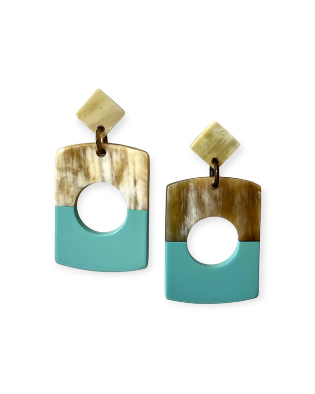 Drop rectangular earrings with a circular cutout - Sundara Joon