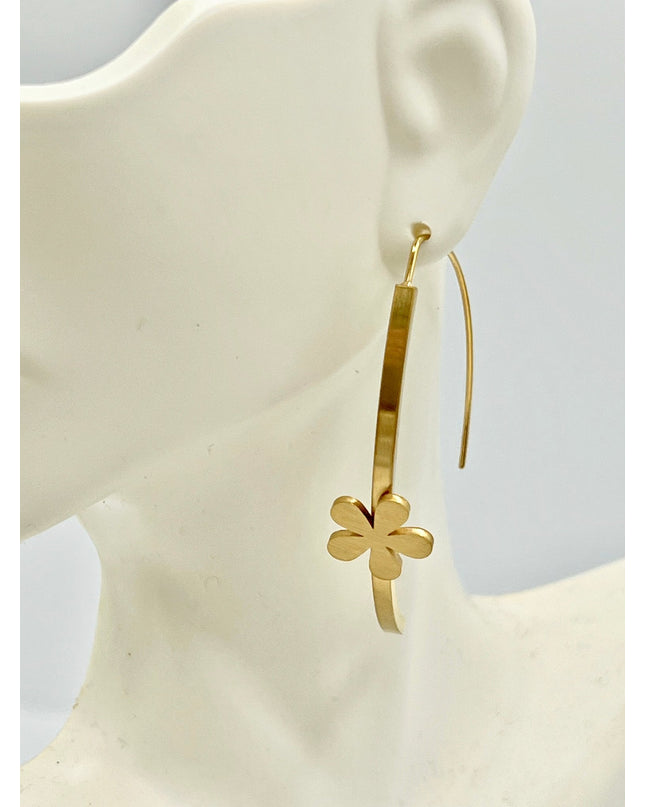 Drop semi-hoop earring with flower - Sundara Joon