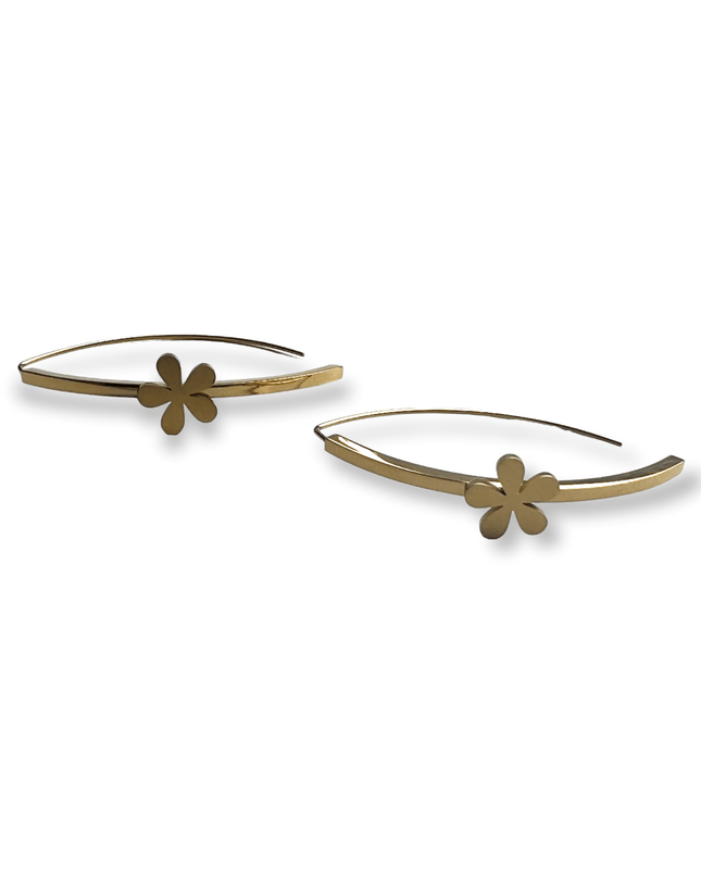 Drop semi-hoop earring with flower - Sundara Joon