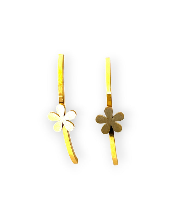 Drop semi-hoop earring with flower - Sundara Joon