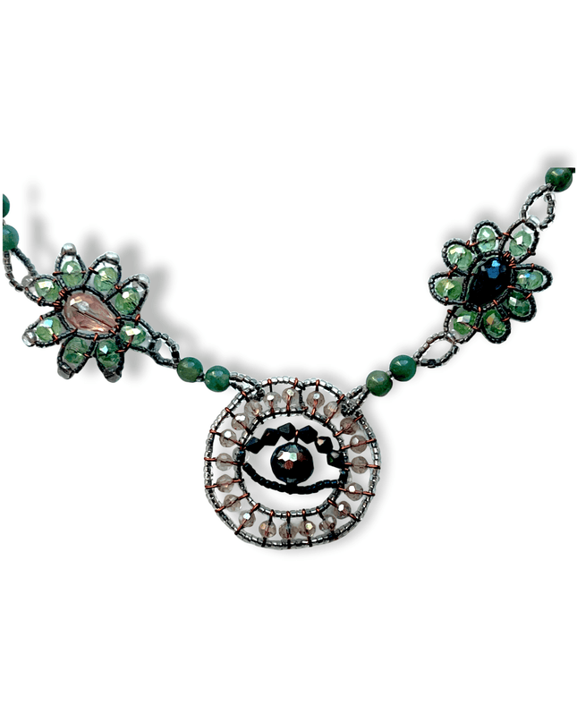 Evil eye jade necklace with crystals for a unique look - Sundara Joon