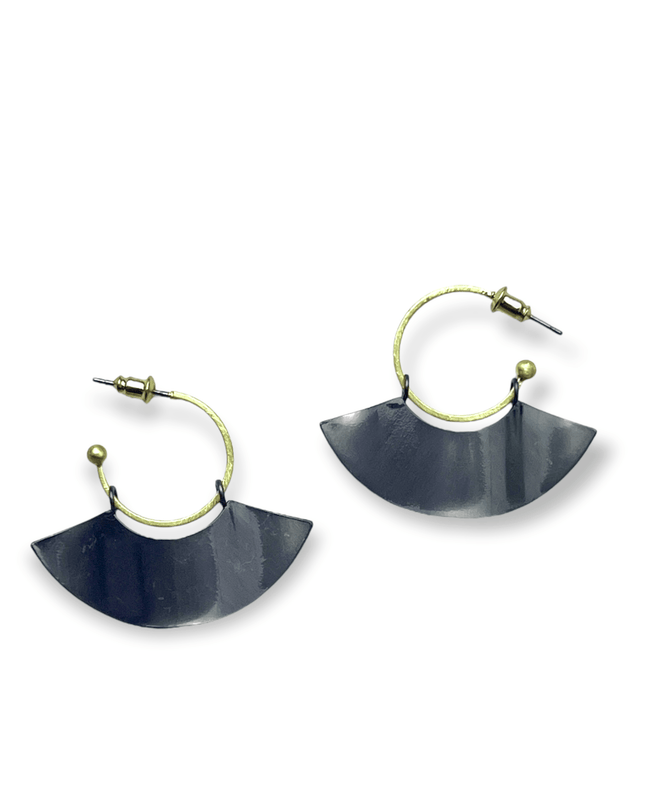 FFan shaped brass drop hoop earrings - Sundara Joon