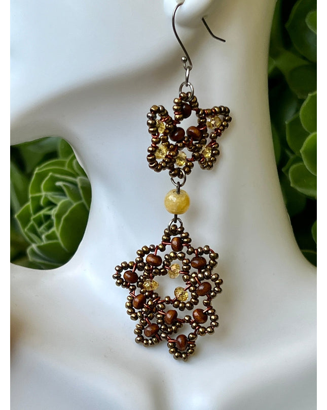 Floral amber drop earrings in earth tones - Sundara Joon