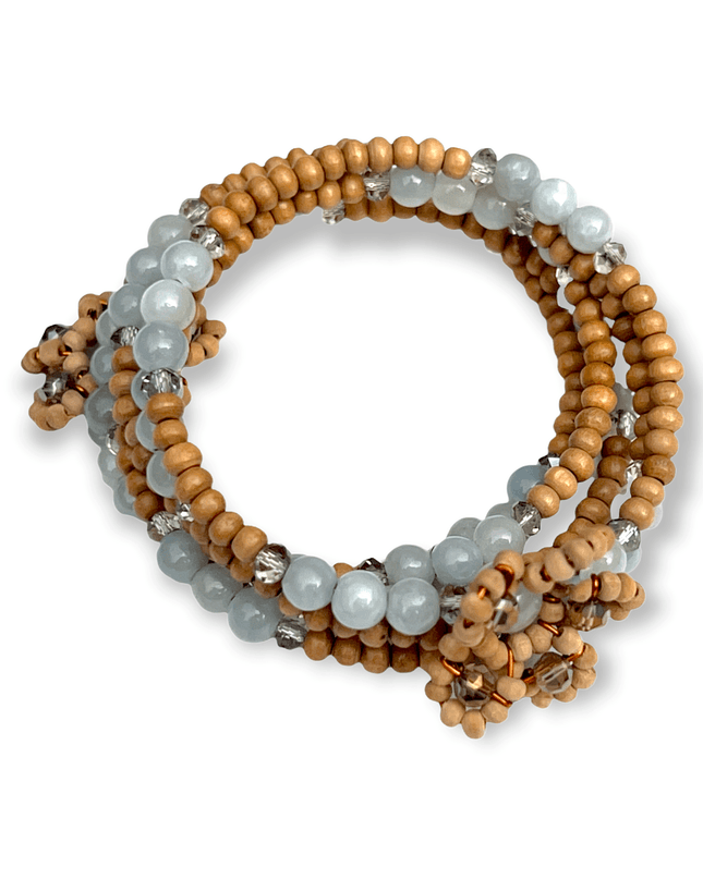 Floral serpentine larimar beaded bracelet - Sundara Joon