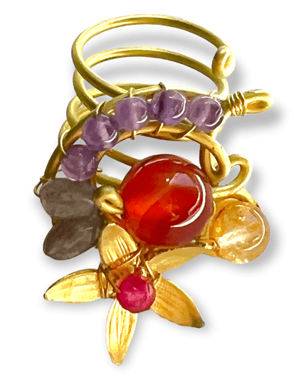 Floral statement rings with gemstone - Sundara Joon