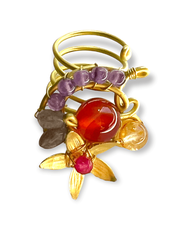 Floral statement rings with gemstone - Sundara Joon