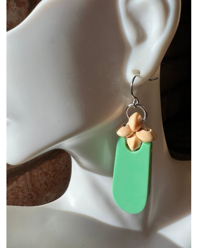 Green wooden modern drop earrings - Sundara Joon