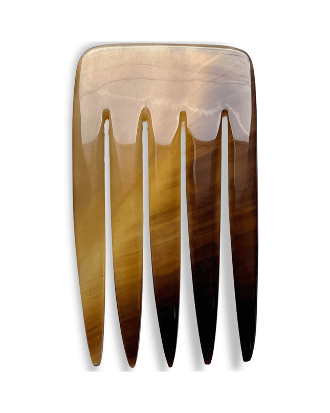 Horn hair comb and pick in a variegated caramel color - Sundara Joon