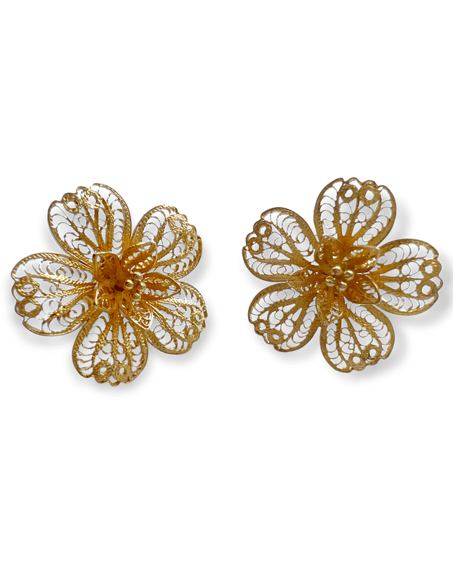 Intricate filigree flower stud earrings - Sundara Joon