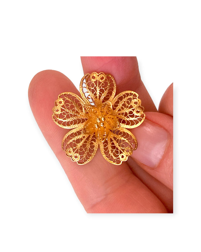 Intricate filigree flower stud earrings - Sundara Joon