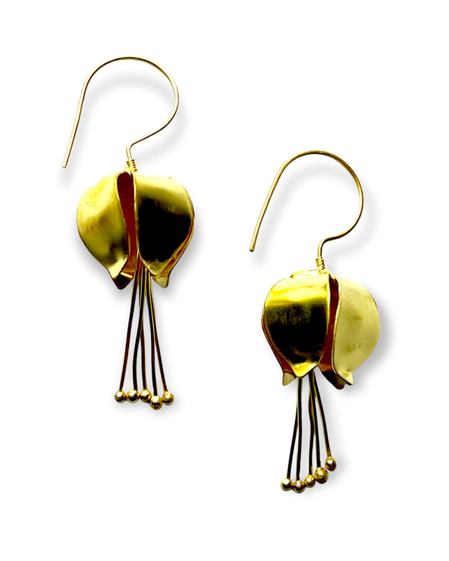 Inverted flower dangling statement earring - Sundara Joon