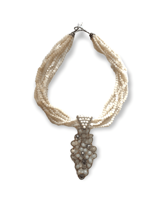 Ivory colored gemstone with organic shaped pendant - Sundara Joon