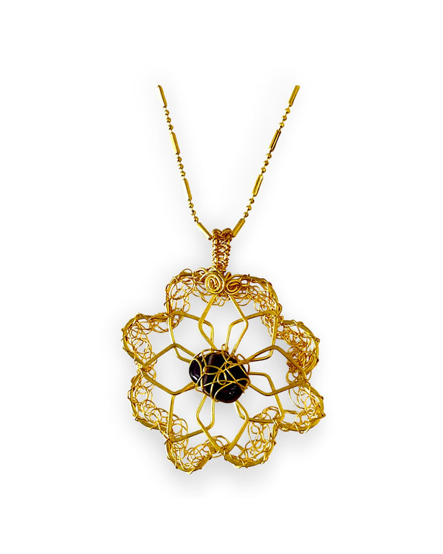 Lacy petal floral inspired gemstone pendant necklace - Sundara Joon