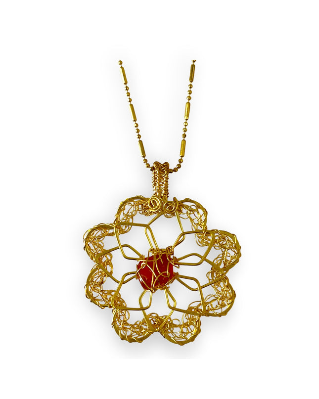 Lacy petal floral inspired gemstone pendant necklace - Sundara Joon