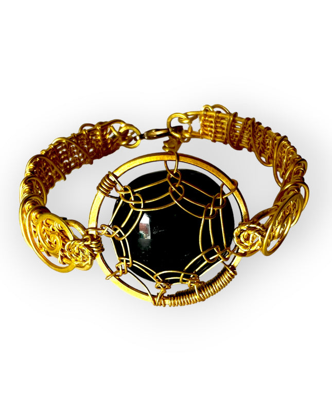 Lacy woven bracelet with colorful gemstone center - Sundara Joon