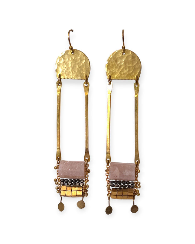 Ladder like tribal gemstone statement earrings - Sundara Joon