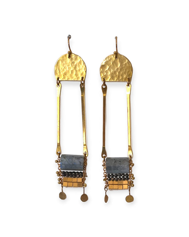 Ladder like tribal gemstone statement earrings - Sundara Joon