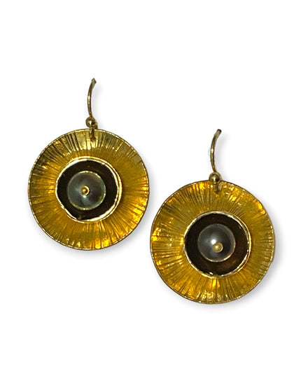 Lilly pad inspired earrings with white or black pearls - Sundara Joon