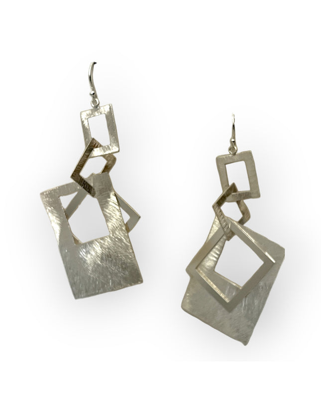 Linking rectangle silver drop statement earring   - Sundara Joon