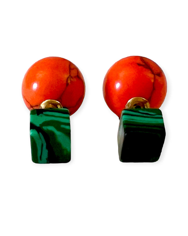 Malachite double sided stud earrings - Sundara Joon