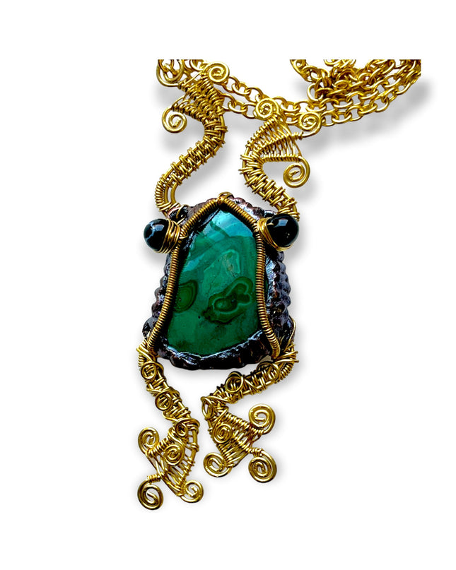 Malachite prince pendant necklace with chain - Sundara Joon