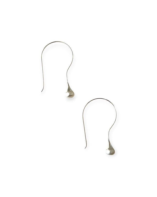 Modern pearl drop earrings in silver - Sundara Joon