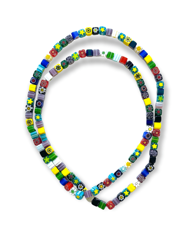 Multi-colored floral inspired glass bead necklace - Sundara Joon