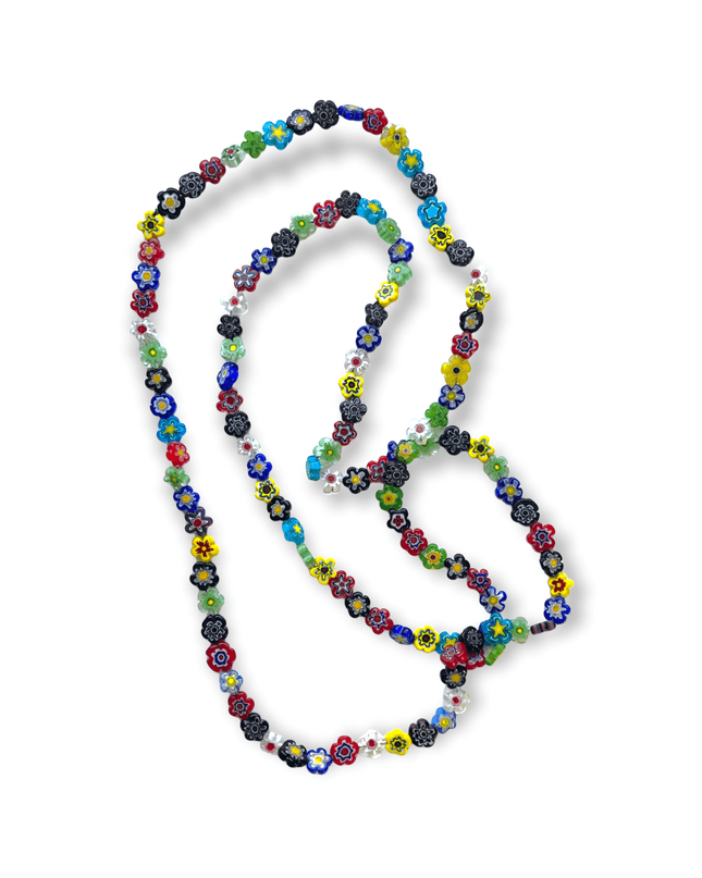 Multi-colored floral inspired glass bead necklace - Sundara Joon