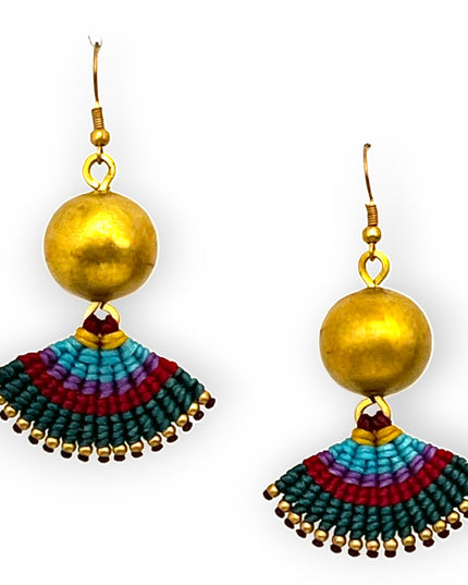 Multi-colored tribal design statement earrings - Sundara Joon