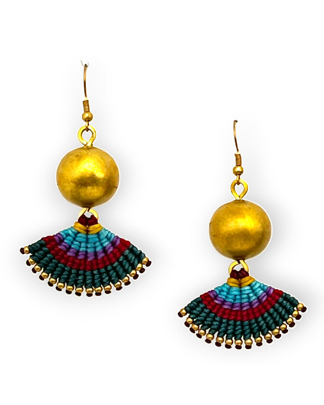 Multi-colored tribal design statement earrings - Sundara Joon