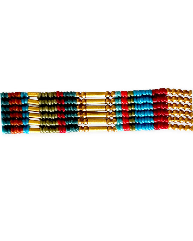 Multi-colored tribal woven bracelet with brass accent - Sundara Joon