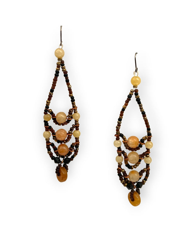 Multi-tiered amber beaded drop earrings - Sundara Joon