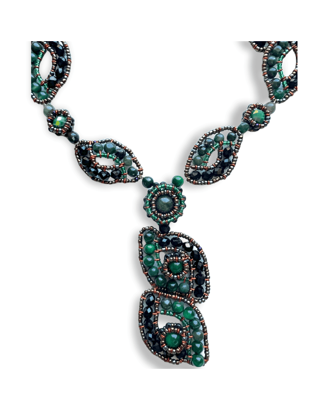 Organic green gemstone patterned necklace - Sundara Joon