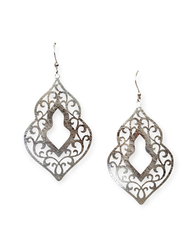 Organic shaped cutout silver tone earrings - Sundara Joon