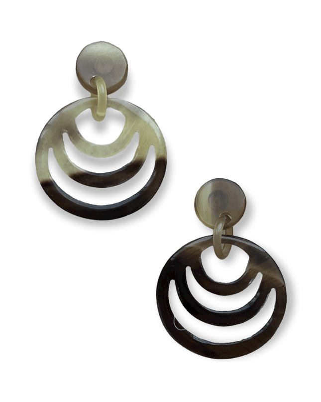 Round multi-ring drop earrings in rich earth tones - Sundara Joon