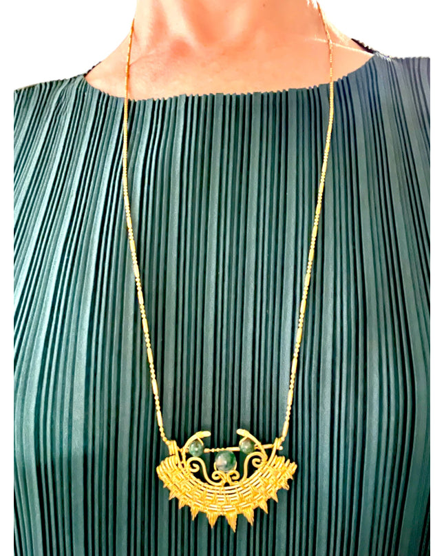 Semi-circle with zig zag pendant necklace - Sundara Joon