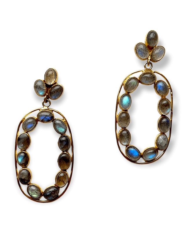 Shimmering ovals labradorite earrings with hoops - Sundara Joon