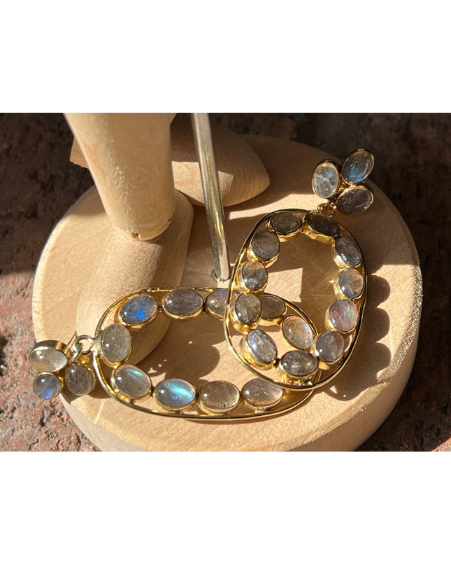 Shimmering ovals labradorite earrings with hoops - Sundara Joon